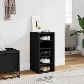 Mueble zapatero de madera contrachapada negro 31,5x35x70 cm en Zapateros y organizadores de calzado | Comprar online en Foru.es