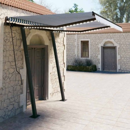 Toldo manual retráctil con luz LED azul y blanco 3x2,5 m en Toldos | Comprar online en Foru.es