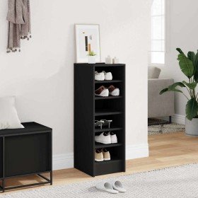 Mueble zapatero madera contrachapada negro 31,5x35x90 cm en Zapateros y organizadores de calzado | Comprar online en Foru.es