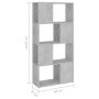 Estantería divisor de espacios gris hormigón 60x24x124,5 cm en Librerías y estanterías | Comprar online en Foru.es