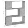 Librería separador contrachapada gris hormigón 80x24x94 cm en Librerías y estanterías | Comprar online en Foru.es