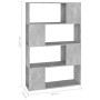 Librería separador contrachapada gris hormigón 80x24x124,5 cm en Librerías y estanterías | Comprar online en Foru.es