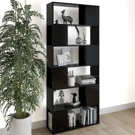 Librería separador madera contrachapada negro 80x24x186 cm en Librerías y estanterías | Comprar online en Foru.es