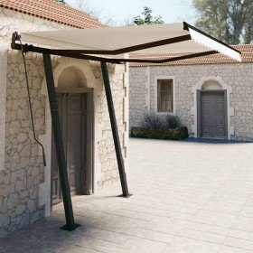 Toldo automático retráctil con postes color crema 3x2,5 m en Toldos | Comprar online en Foru.es