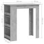 Mesa alta con estante almacenaje gris hormigón 102x50x103,5 cm en Mesas de comedor | Comprar online en Foru.es