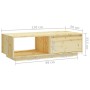 Mesa de centro de madera maciza de abeto 110x50x33,5 cm en Mesas de centro | Comprar online en Foru.es
