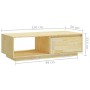 Mesa de centro de madera maciza de pino 110x50x33,5 cm en Mesas de centro | Comprar online en Foru.es