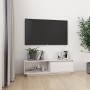Mueble de TV de madera maciza de pino blanco 110x30x33,5 cm en Muebles TV | Comprar online en Foru.es