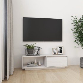 Mueble de TV de madera maciza de pino blanco 110x30x33,5 cm en Muebles TV | Comprar online en Foru.es