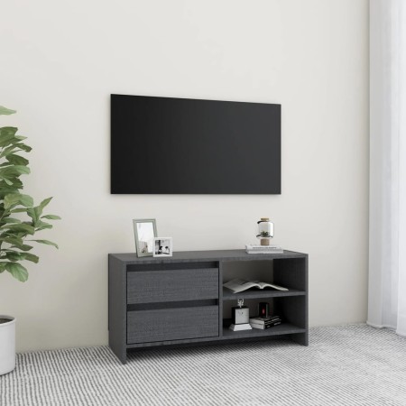 Mueble para TV de madera maciza de pino gris 80x31x39 cm en Muebles TV | Comprar online en Foru.es
