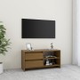 Mueble para TV de madera maciza pino marrón miel 80x31x39 cm en Muebles TV | Comprar online en Foru.es