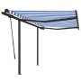 Toldo retráctil automático con postes azul y blanco 3,5x2,5 m en Toldos | Comprar online en Foru.es