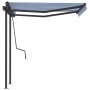 Toldo retráctil automático con postes azul y blanco 3,5x2,5 m en Toldos | Comprar online en Foru.es