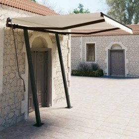 Toldo automático retráctil con postes color crema 3,5x2,5 m en Toldos | Comprar online en Foru.es
