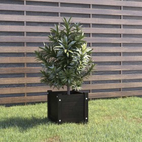 Jardinera de madera maciza de pino negro 31x31x31 cm en Macetas y jardineras | Comprar online en Foru.es