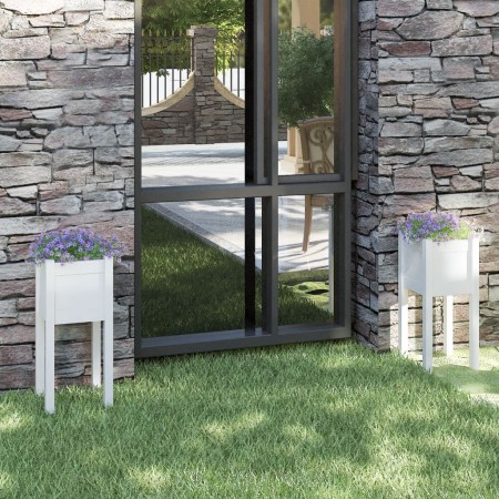 Jardineras 2 uds madera maciza de pino blanco 31x31x70 cm en Macetas y jardineras | Comprar online en Foru.es