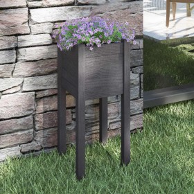 Jardinera de madera maciza de pino gris 31x31x70 cm en Macetas y jardineras | Comprar online en Foru.es