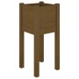 Jardinera de madera maciza de pino marrón miel 31x31x70 cm en Macetas y jardineras | Comprar online en Foru.es