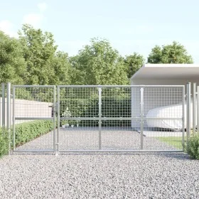 Puerta de malla de jardín acero galvanizado plateado 350x175cm de vidaXL, Puertas de jardín - Ref: Foro24-154552, Precio: 412...