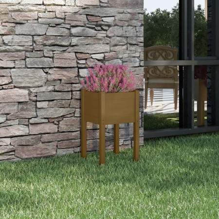 Jardinera de madera maciza de pino marrón miel 40x40x70 cm en Macetas y jardineras | Comprar online en Foru.es