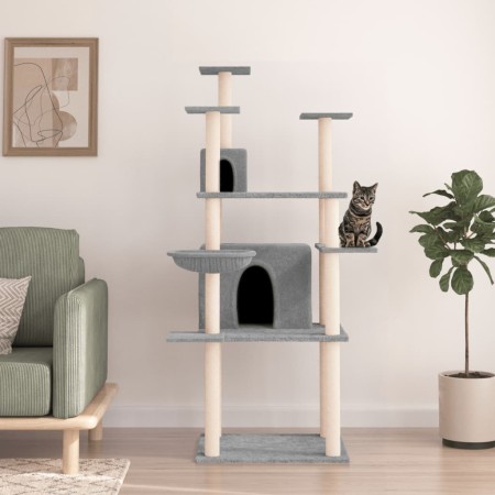 Rascador para gatos con postes de sisal gris claro 166 cm de vidaXL, Mobiliario para gatos - Ref: Foro24-171724, Precio: 63,6...