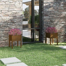 Jardineras 2 uds madera maciza de pino marrón miel 50x50x70 cm en Macetas y jardineras | Comprar online en Foru.es