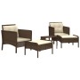 Set muebles de jardín 5 piezas y cojines ratán sintético marrón de vidaXL, Conjuntos de jardín - Ref: Foro24-319680, Precio: ...