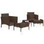 Set muebles de jardín 5 piezas y cojines ratán sintético marrón de vidaXL, Conjuntos de jardín - Ref: Foro24-319680, Precio: ...