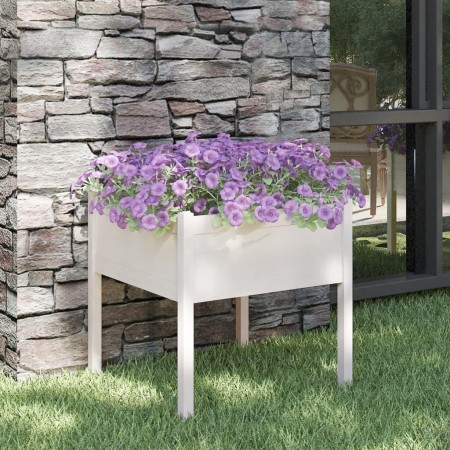 Jardinera de madera maciza de pino blanca 70x70x70 cm en Macetas y jardineras | Comprar online en Foru.es