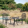 Mesa y sillas de bistró 3 piezas aluminio fundido negro en Conjuntos de jardín | Comprar online en Foru.es