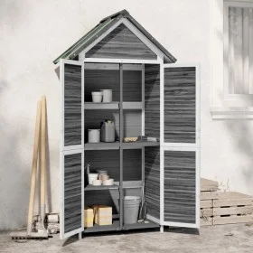 Cobertizo herramientas jardín madera pino gris 89x52,5x175 cm de vidaXL, Cobertizos - Ref: Foro24-172244, Precio: 223,32 €, D...