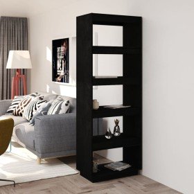 Estantería/divisor de espacios madera pino negro 60x35x167 cm en Librerías y estanterías | Comprar online en Foru.es