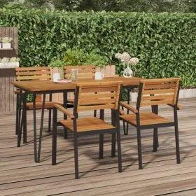 Gartentisch mit U-Beinen aus massivem Akazienholz 160x80x75 cm von vidaXL, Gartentische - Ref: Foro24-319520, Preis: 205,23 €...