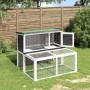 Conejera de madera maciza de pino gris 102x90x84,5 cm de vidaXL, Jaulas y habitáculos para animales pequeños - Ref: Foro24-17...