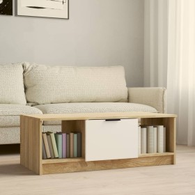 Mesa de centro madera de ingeniería blanco y roble 102x50x36 cm en Mesas de centro | Comprar online en Foru.es