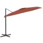 Sombrilla colgante con poste de aluminio terracota 300x300 cm de vidaXL, Sombrillas - Ref: Foro24-319925, Precio: 181,48 €, D...