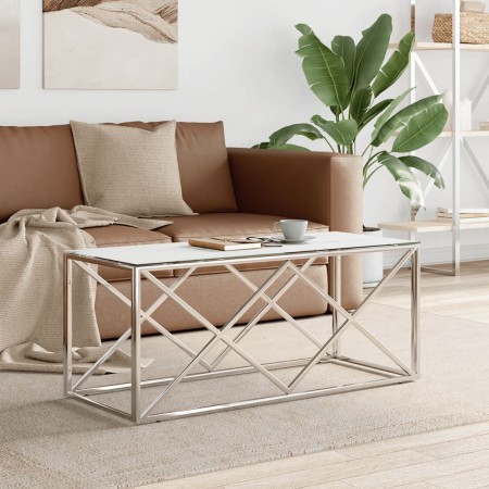 Mesa de centro acero inoxidable y vidrio 110x45x45 cm de vidaXL, Mesas de centro - Ref: Foro24-349963, Precio: 136,74 €, Desc...