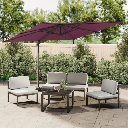 Sombrilla colgante con poste de aluminio rojo burdeos 400x300cm de vidaXL, Sombrillas - Ref: Foro24-319924, Precio: 226,68 €,...