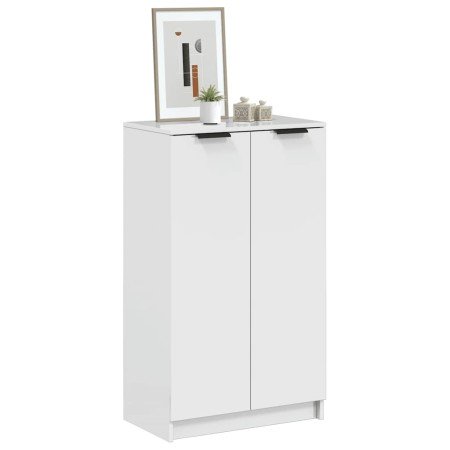 Mueble zapatero madera contrachapada blanco brillo 59x35x100,5 cm en Armarios y almacenamiento | Comprar online en Foru.es