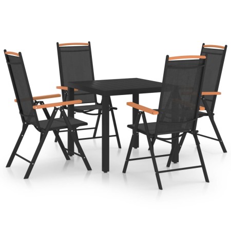 Juego de comedor de jardín 5 piezas aluminio negro en Conjuntos de jardín | Comprar online en Foru.es
