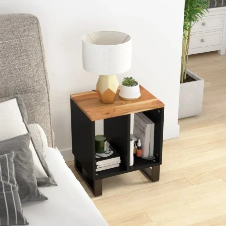 Mesa auxiliar madera maciza acacia y contrachapada 40x31x46 cm de vidaXL, Mesitas de noche - Ref: Foro24-350645, Precio: 53,5...
