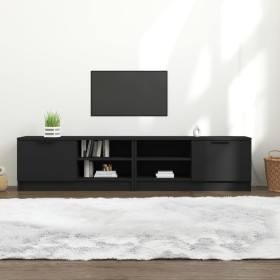 Mueble para TV 2 pzas madera contrachapada negro 80x35x36,5 cm en Muebles TV | Comprar online en Foru.es