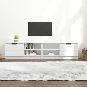 Mueble TV 2 pzs madera contrachapada blanco brillo 80x35x36,5cm en Muebles TV | Comprar online en Foru.es