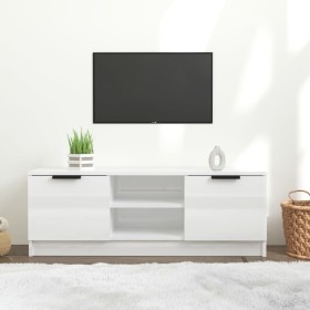 Mueble de TV madera contrachapada blanco brillo 102x35x36,5 cm en Muebles TV | Comprar online en Foru.es