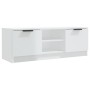 Mueble de TV madera contrachapada blanco brillo 102x35x36,5 cm en Muebles TV | Comprar online en Foru.es
