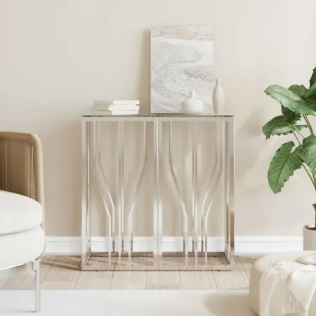 Mesa consola acero inoxidable y vidrio 70x30x70 cm de vidaXL, Mesas auxiliares - Ref: Foro24-350033, Precio: 170,48 €, Descue...