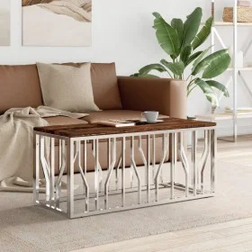 Couchtisch aus Edelstahl und massivem Recyclingholz von vidaXL, Couchtisch - Ref: Foro24-350053, Preis: 115,29 €, Rabatt: %