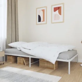 Estructura de cama de metal blanca 107x203 cm de vidaXL, Camas y somieres - Ref: Foro24-350909, Precio: 67,93 €, Descuento: %
