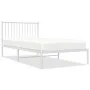 Estructura de cama de metal con cabecero blanco 100x200 cm de vidaXL, Camas y somieres - Ref: Foro24-350926, Precio: 71,09 €,...