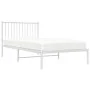 Estructura de cama de metal con cabecero blanco 100x200 cm de vidaXL, Camas y somieres - Ref: Foro24-350926, Precio: 71,09 €,...